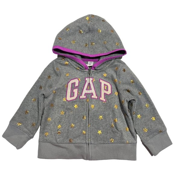 GAP Other - NWT GAP Baby Girls Hoodies Sz 2T Gray Stars
